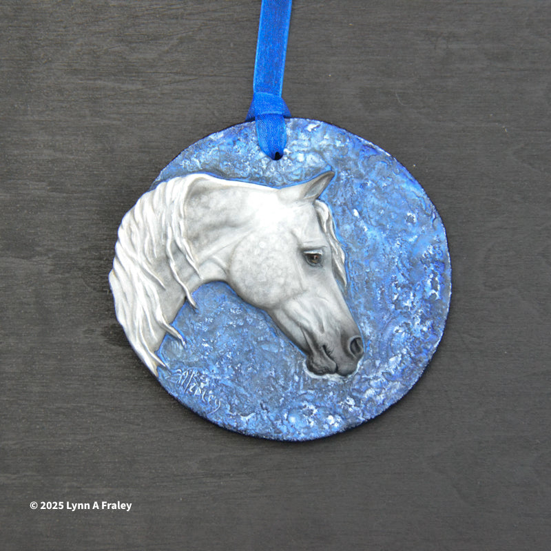 Ornament, Painted by L Fraley, Light Dappled Grey